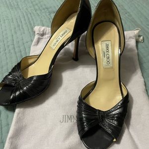 Vintage Jimmy Choo Black Gray Peep Toe 41